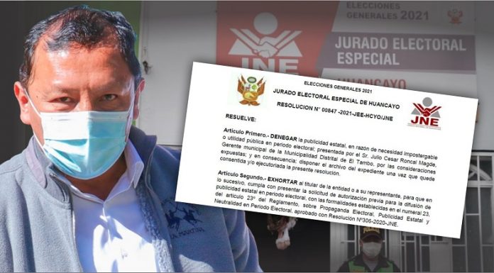 JEE de Huancayo ‘jala las orejas’ a alcalde Carlo Curisinche