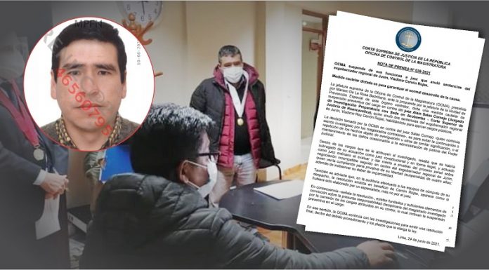 Ocma suspende a juez que anuló sentencias contra Vladimir Cerrón