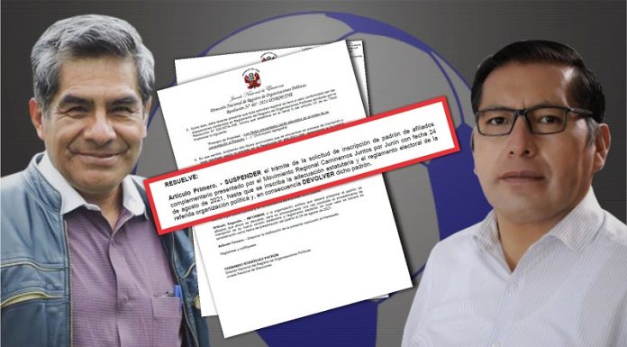 ROP suspende inscripción de movimiento Caminemos Juntos de Dimas Aliaga