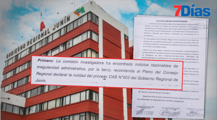 Comisión Investigadora recomienda anular concurso CAS del gobierno regional
