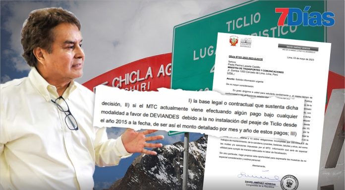 Congresista pide información al MTC sobre nuevo peaje en Ticlio