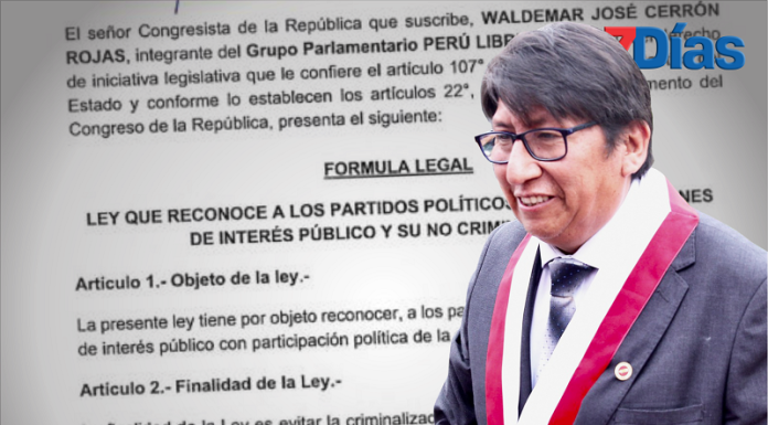 Waldemar propone que partidos políticos no sean criminalizados