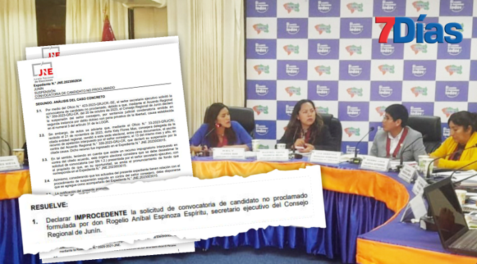 Jauja seguirá sin representante ante el Consejo Regional de Junín