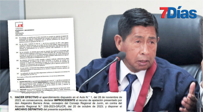Por no adjuntar recibo y habilitación de su abogado rechazan apelación de Alejandro Barrera