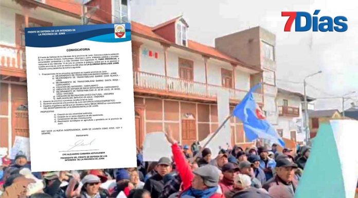La provincia de Junín otra vez convoca a paro, esta vez contra el gobierno Central