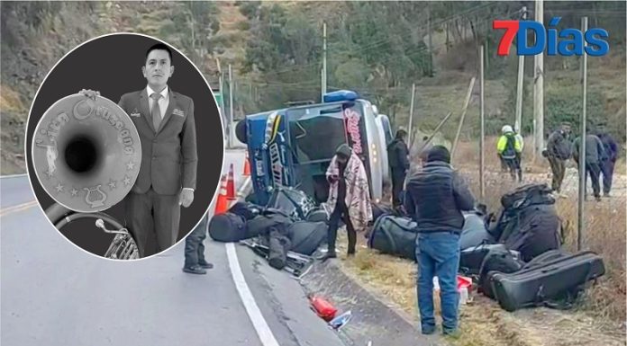 Otro bus con músicos vuelca y cobra la vida de uno de los integrantes