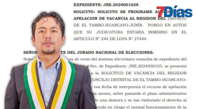 Piden al JNE programe audiencia de apelación sobre vacancia de regidor tambino