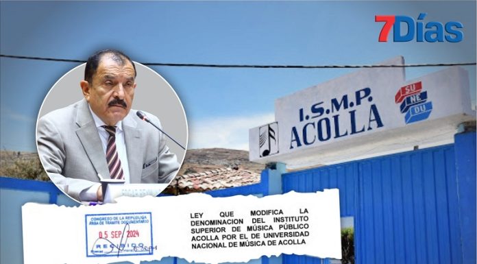 Congresista propone cambiar de nombre al Instituto de Música de Acolla como Universidad