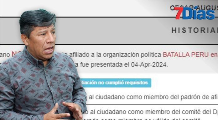 Alcalde de Chilca no logra afiliarse a Batalla Perú porque no rellenó bien su ficha