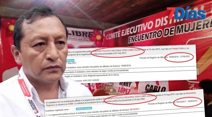 Curisinche niega sus 3 años, 11 meses y 17 días de militancia en Perú Libre