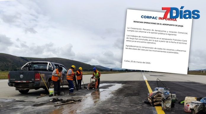 Corpac afirma que el «parchado» de la pista de francisco Carlé está listo
