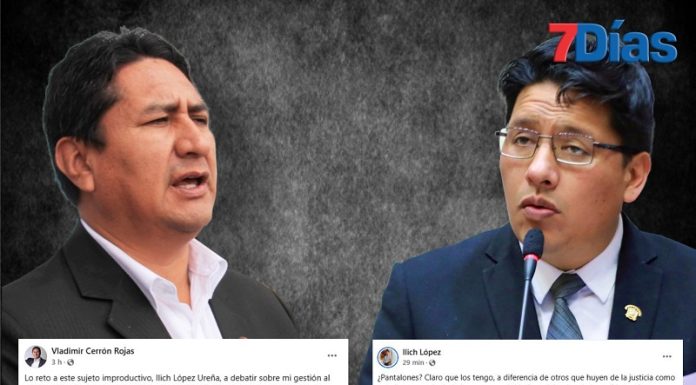 Vladimir Cerrón reta a debate a Ilich López y éste le pone hora y fecha