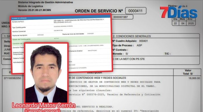 Empresa creada en marzo ya factura 18 mil en la municipalidad de El Tambo