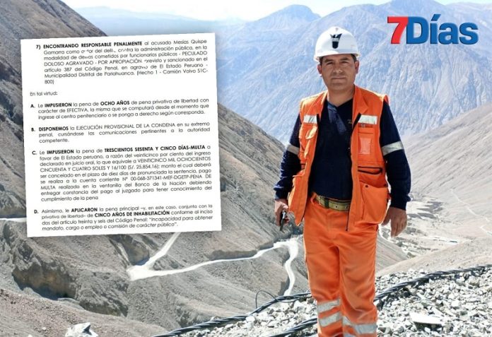 PJ sentencia otra vez al exalcalde de Pariahuanca, ahora a 8 años de cárcel