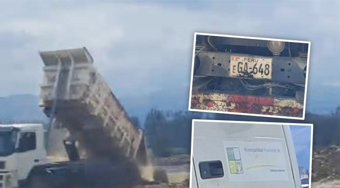 Camión de municipalidad de Huancayo es ‘ampayado’ arrojando desmonte al Mantaro