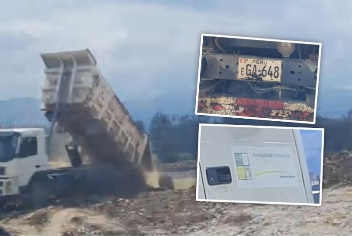 Camión de municipalidad de Huancayo es ‘ampayado’ arrojando desmonte al Mantaro