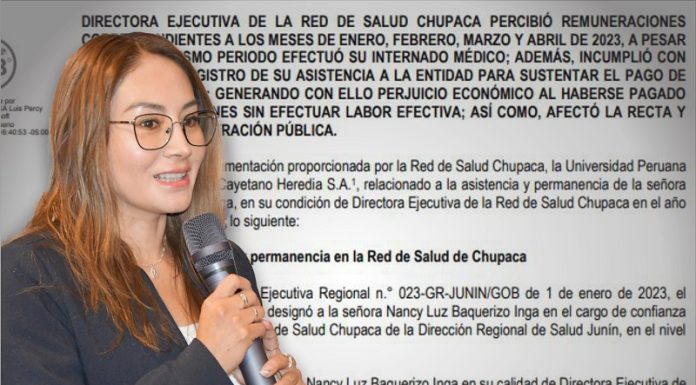 Directora de Red Valle del Mantaro cobró sueldo completo cuando hacía su internado en una clínica