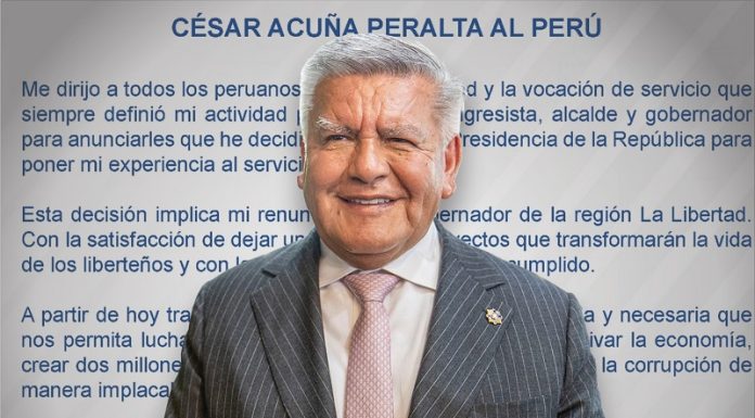 César Acuña renuncia para postular a la Presidencia en las elecciones del 2026