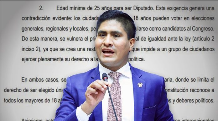 Wilson Soto plantea bajar edad mínima para ser senador a 30 años y 21 para disputado