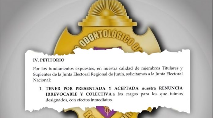 A 48 horas de elecciones renuncia comité electoral del Colegio Odontológico de Junín