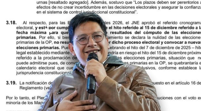 Acción Popular queda fuera de las elecciones de manos de Ilich López