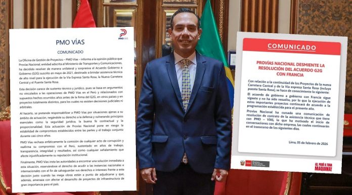 PMO Vías afirma que la resolución del contrato sí es al G2G, pero el MTC lo niega