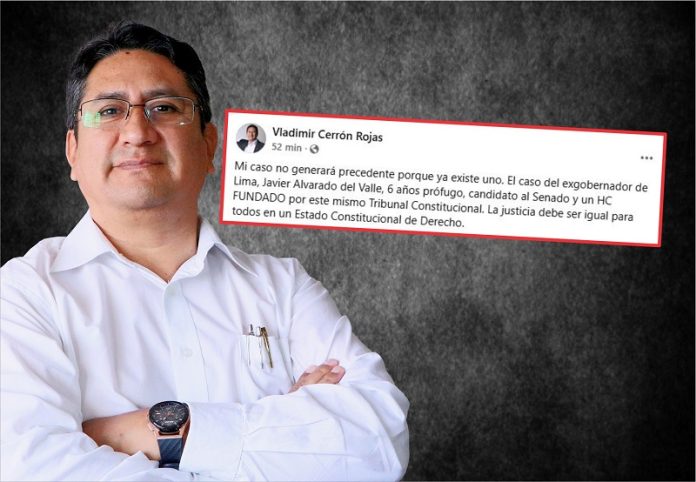 Vladimir Cerrón señala que ya existe un caso similar al suyo resuelto en el TC