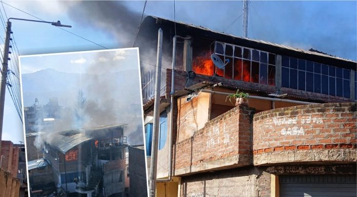 Incendio consume el tercer piso de una vivienda en Chilca, Huancayo