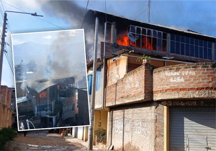 Incendio consume el tercer piso de una vivienda en Chilca, Huancayo