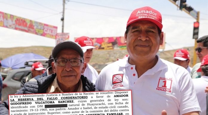 Candidato al Senado, Amador Vilcatoma no declaró una sentencia por pensión de alimentos