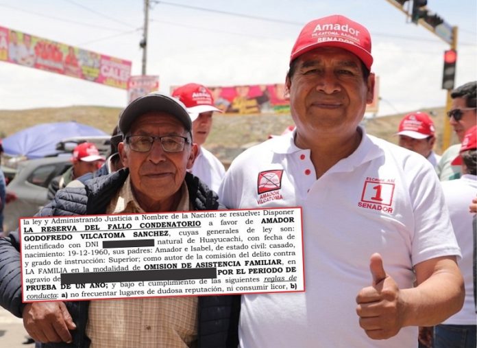Candidato al Senado, Amador Vilcatoma no declaró una sentencia por pensión de alimentos