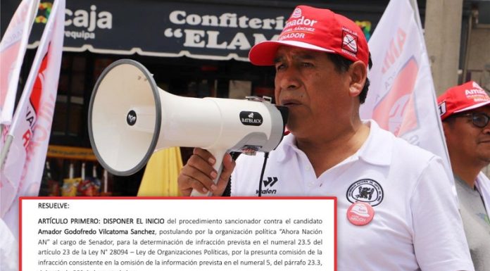 Por omitir sentencia por no pasar alimentos JEE inicia sanción contra Amador Vilcatoma