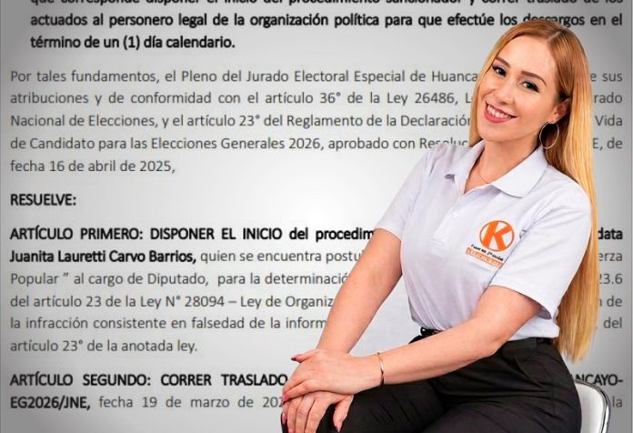 JEE inicia procedimiento sancionador contra candidata fujimorista Juanita Carvo
