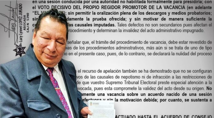Alcalde Llallico se aferra al cargo y agota sus últimos recursos ante el JNE