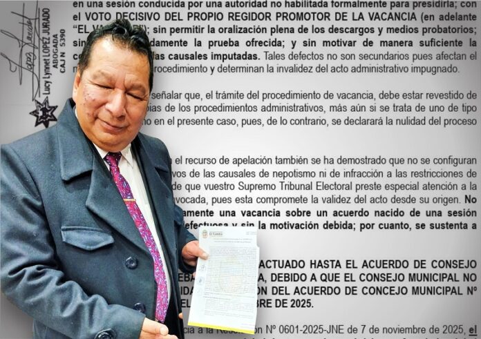 Alcalde Llallico se aferra al cargo y agota sus últimos recursos ante el JNE